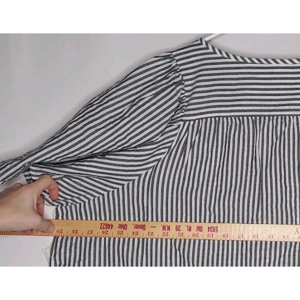 Terra Sky Short Flutter Sleeve Top Womens 3X Black White Stripe Ruffle Keyhole - Picture 3 of 7